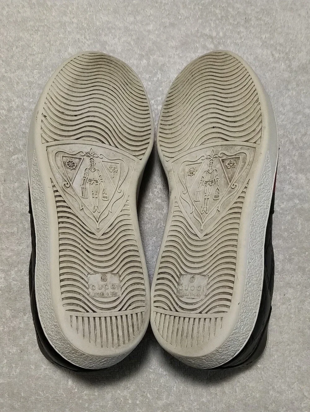 Authentic Gucci Men's Ace Black Leather Sneakers Size 7.5 (Fits Mens 8.5)